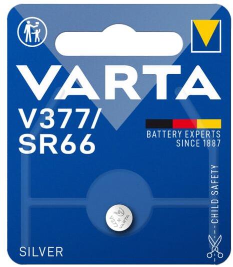 Knappcelle V377/SR66 sølv 1,5V klokke- og elektronikkbatteri VARTA for elektroniske enheter
