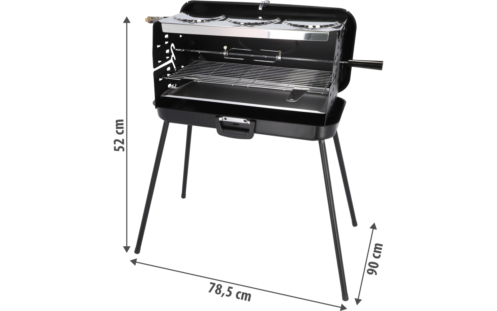 Detalj av grillrist på Koffertgassgrill med 3 brennere 30/50 mbar 10 kg