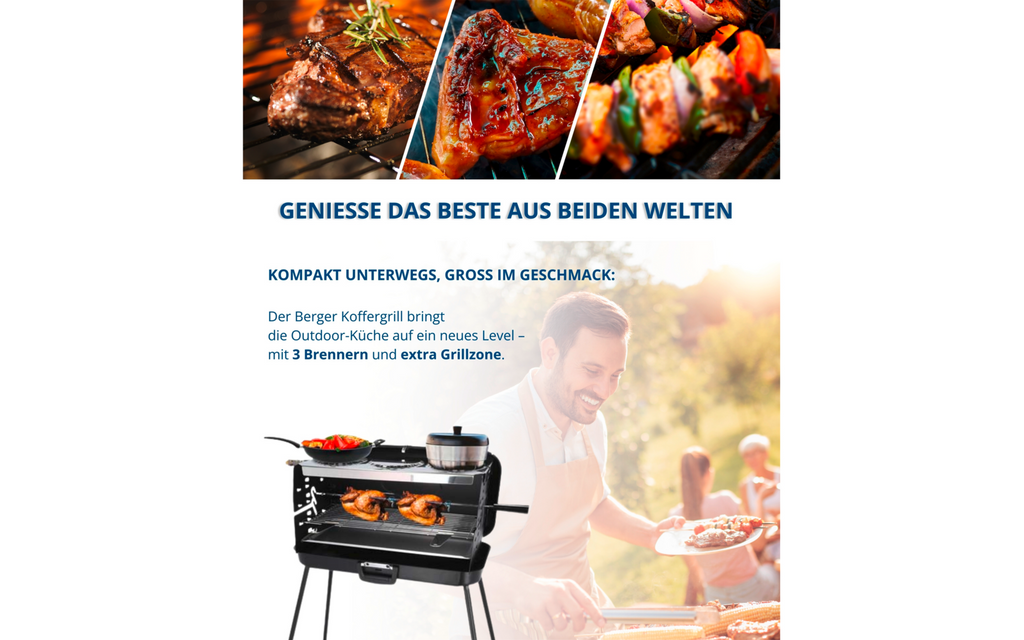 Koffertgassgrill med 3 brennere 30/50 mbar 10 kg under montering