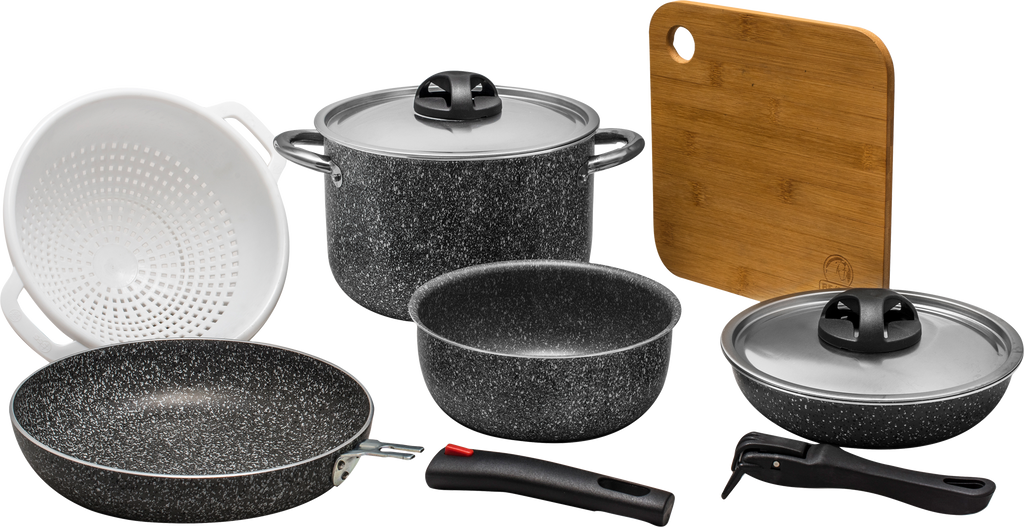 Kokekar-sett 11-deler Modula 20 Evolution aluminium 2,1 kg forfra