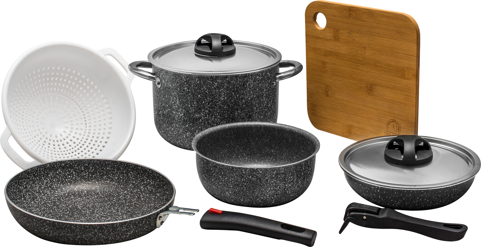 Kokekar-sett 11-deler Modula 20 Evolution aluminium 2,1 kg forfra