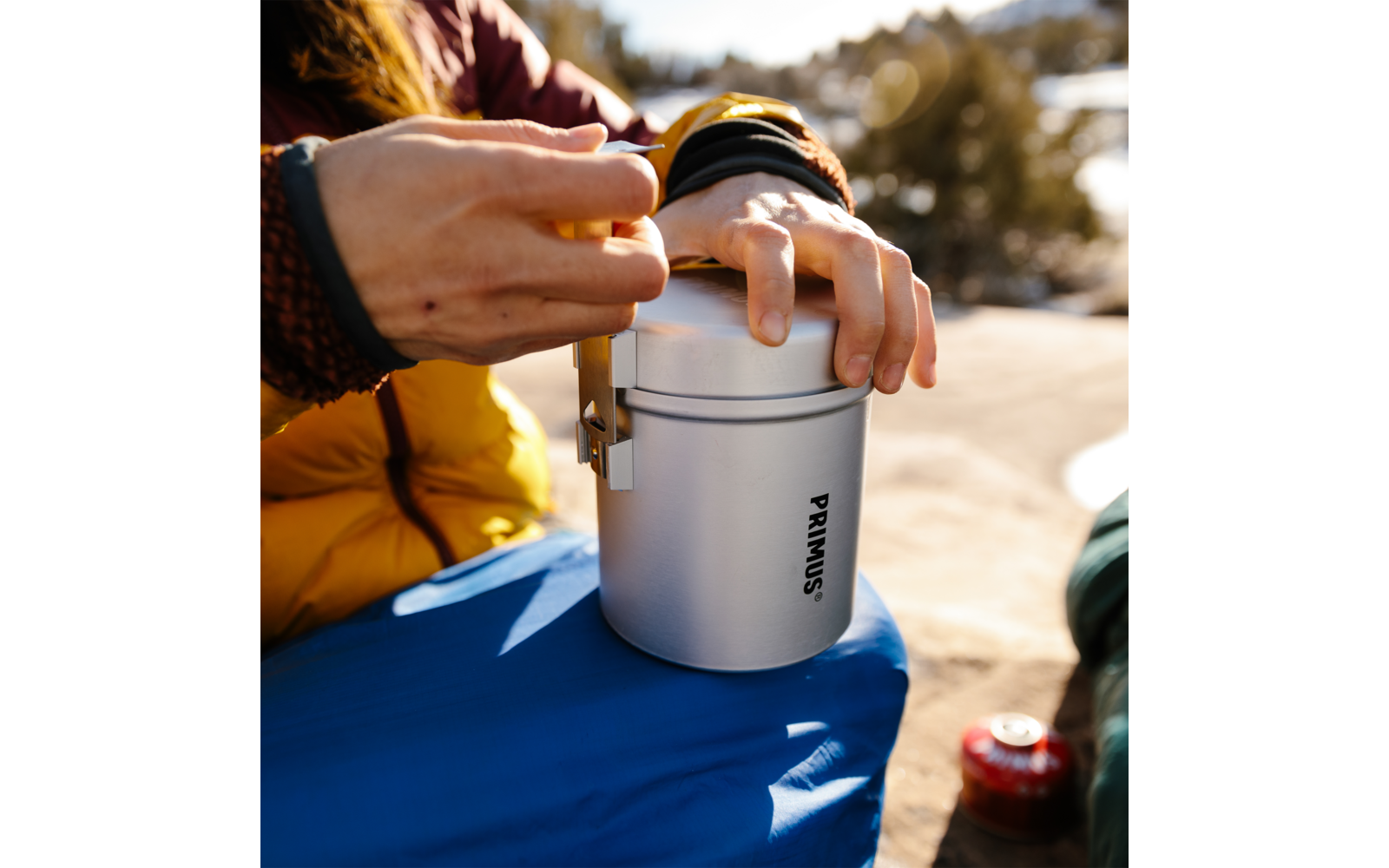 Kokekar sett 6-deler Essential Trek aluminium 0,6 1,0 L - Primus panne med keramisk belegg