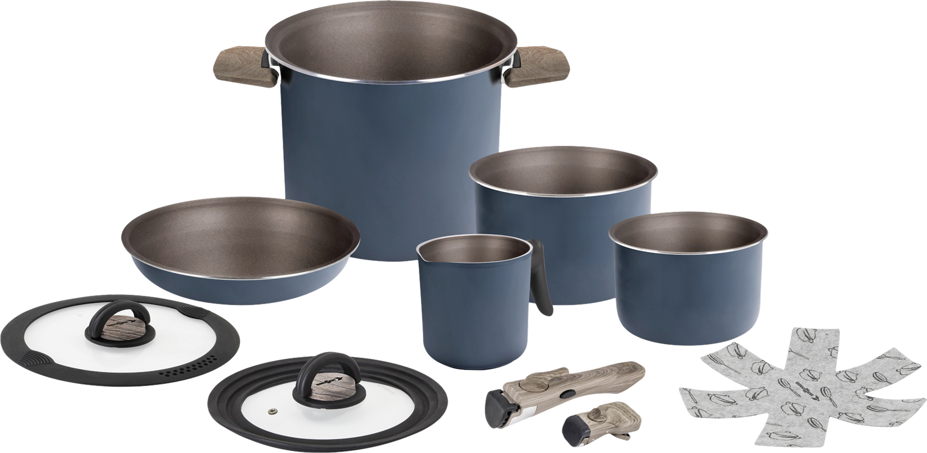 Kokekarsett Torralta 9 deler resirkulert aluminium forfra