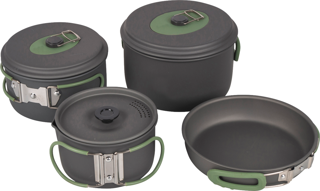 Kokekarssett Explorer 4-delt eloksert aluminium - Bo-Camp forfra
