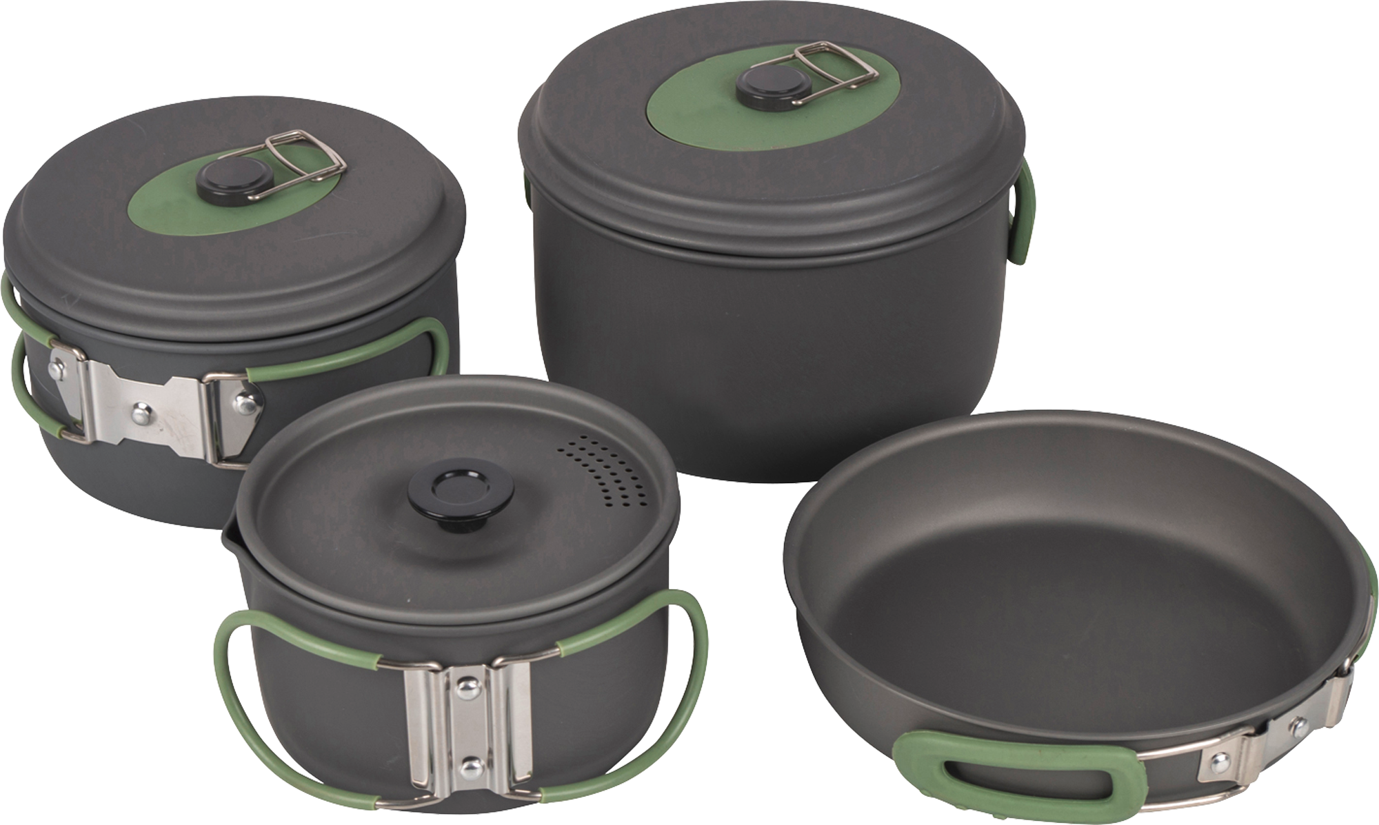Kokekarssett Explorer 4-delt eloksert aluminium - Bo-Camp forfra