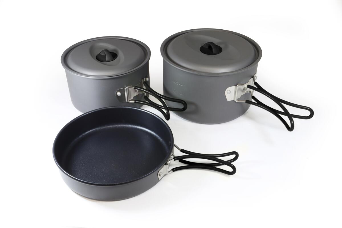 Kokekartsett 3-delers hardanodisert aluminium 4-5 pers 807 g - Origin Outdoors forfra
