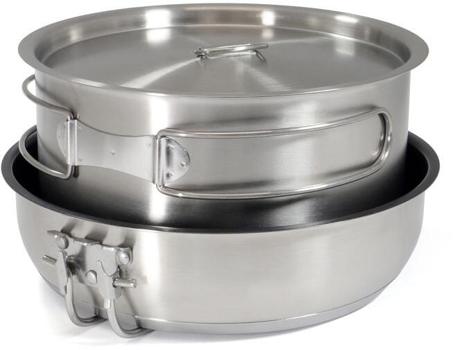 Kokekartsett 3-delers rustfritt stål med non-stick panne bakside