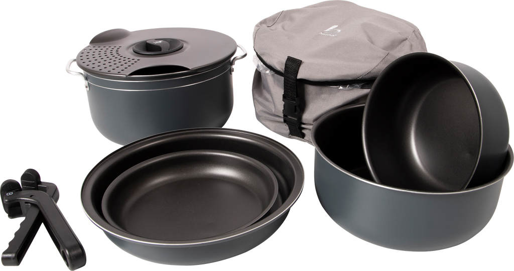 Kokekartsett 7 deler aluminium med non-stick belegg - Bo-Camp forfra