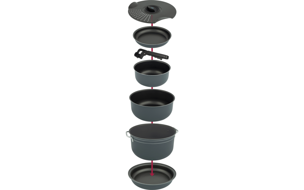 Kokekartsett 7 deler aluminium med non-stick belegg - Bo-Camp lokk detalj