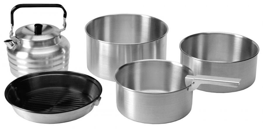 Kokekartsett aluminium 5-deler med avtakbart grep 0,95 kg - Vango forfra