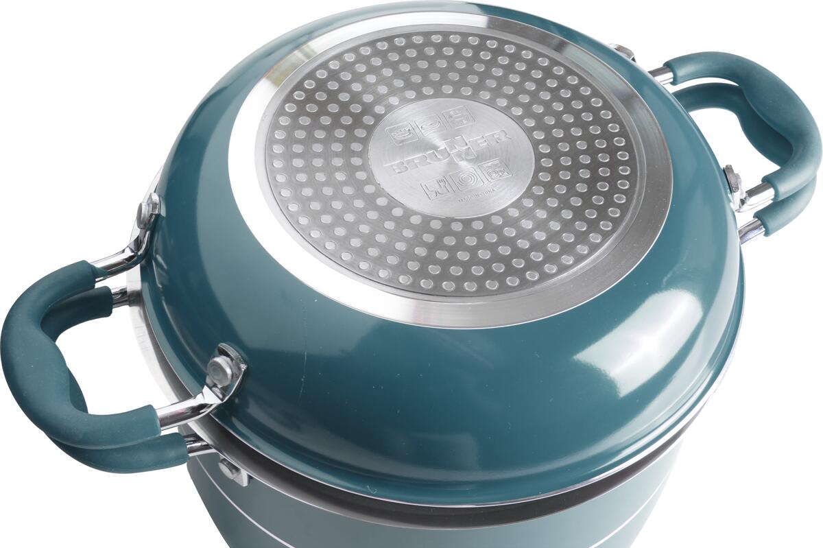 Bakside av Kokekartsett Carezza 7+1 aluminium med induksjonsbunn, blå