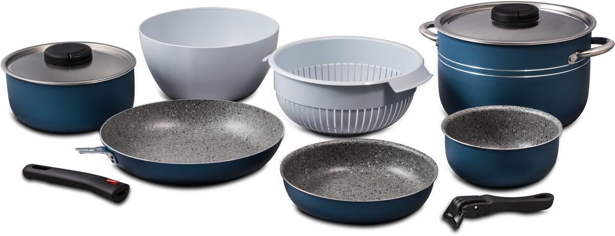 Kokekartsett Flaminia 24 10 deler aluminium for 6 personer - Beaver Brand sett med gryter og panner