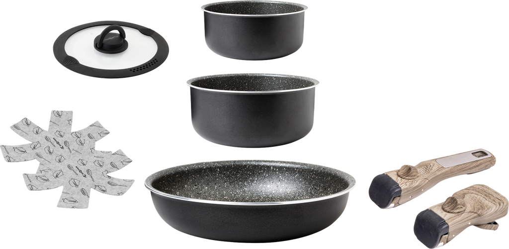 Kokekartsett Pirate Spacemaster 8-delers aluminium med bæreveske forfra