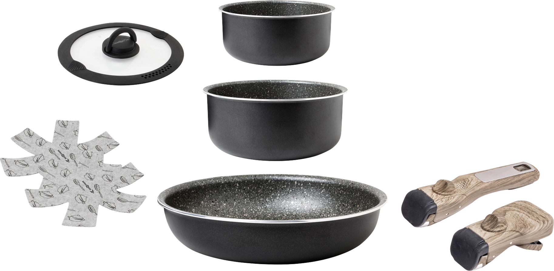 Kokekartsett Pirate Spacemaster 8-delers aluminium med bæreveske forfra