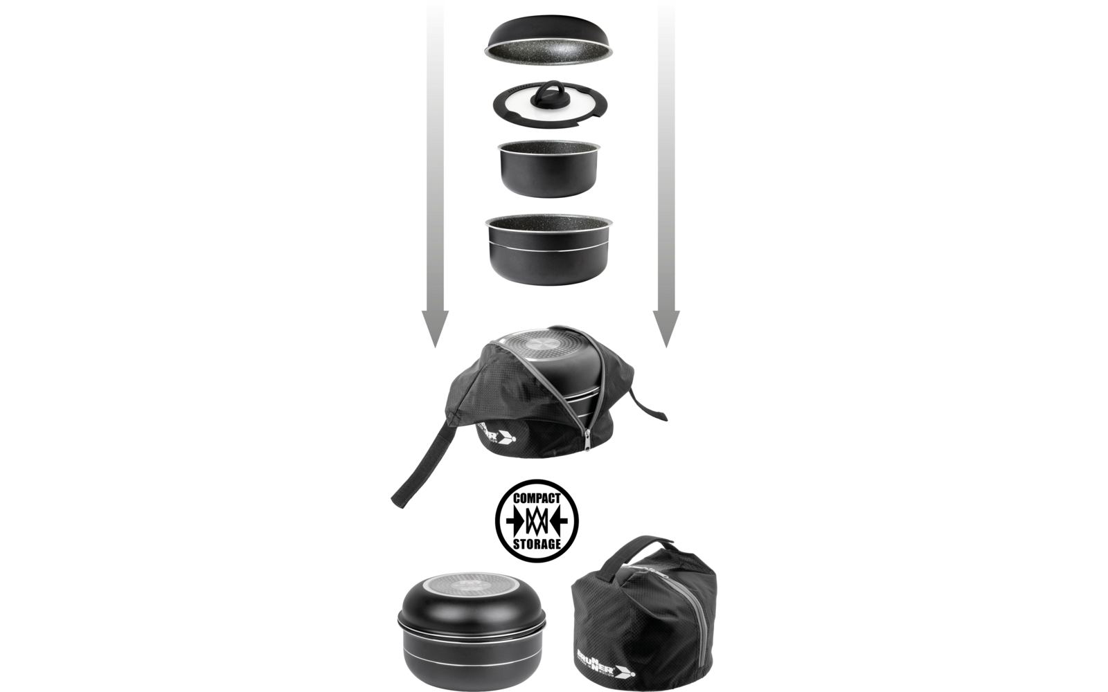 Kokekartsett Pirate Spacemaster Mini 6-delers aluminium Ø20 cm med glasslokk