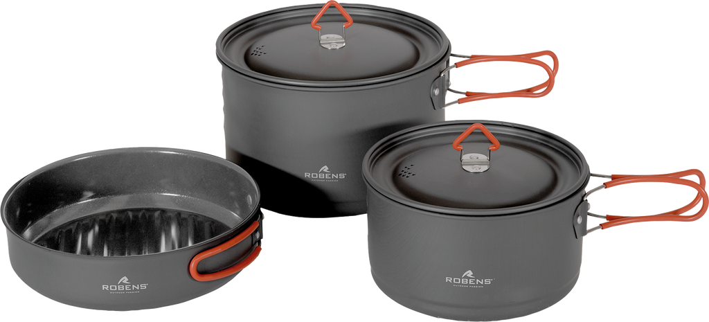 Kokekartsett Basecamp Pro Ceramic XL 3 deler aluminium - Robens forfra