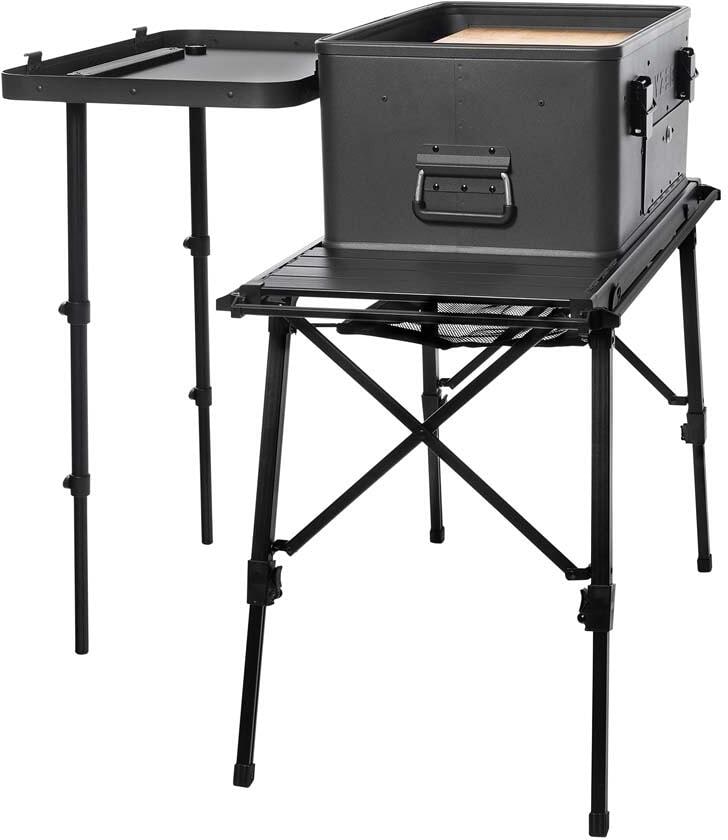 Kokestasjon og campingbord 89x47cm høydejusterbar svart - Layzee
