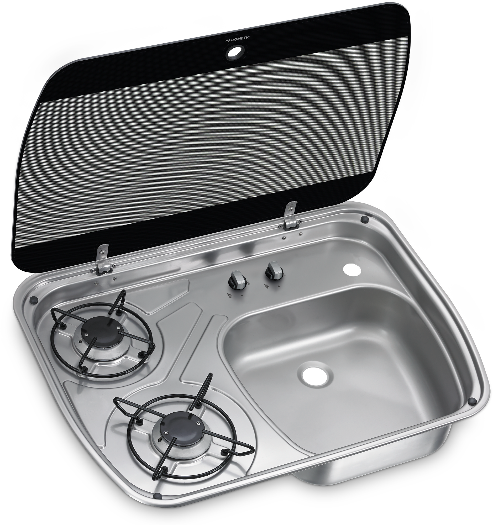 Koketopp og vask med glasslokk HSG 2445 2-bluss 600x445 mm - Dometic forfra