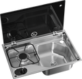 Koketopp-vask-kombinasjon CVC1525G 1-bluss med glasslokk fra Dometic for campingbruk