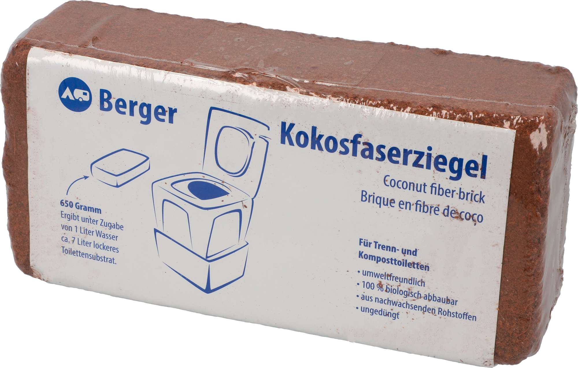 Kokosfiber-brikett for separasjonstoalett 650 g forfra
