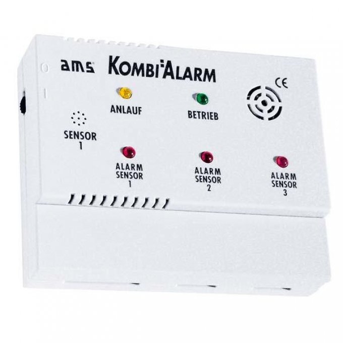 Kombialarm gass- og narkosegassvarsler 85 dB hvit AMS montert i bobil