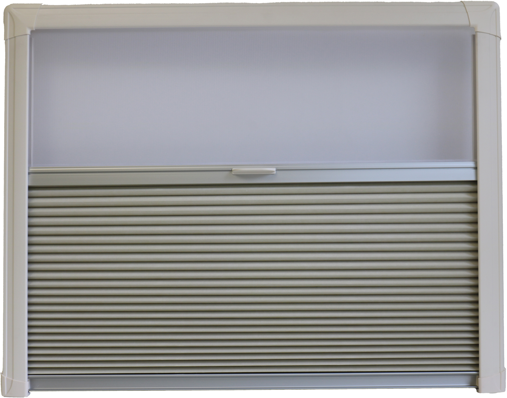 Kombiplisségardin REMIbase II trinnløs 500x450 mm krem front