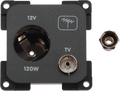 Kombistikkontakt 12V med TV 5 mm skifergrå System 10.000 Inprojal for campingbruk
