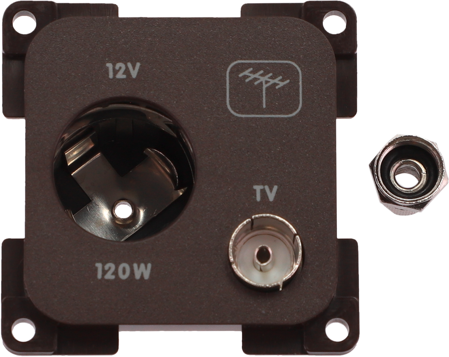 Kombistikkontakt 12V med TV-tilkobling System 10.000 - Inprojal forfra
