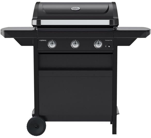 Kompakt gassgrill med 3 brennere og stålvogn forfra