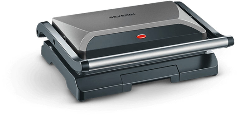 Kompakt multigrill 800 W bordmodell sølv - Severin forfra