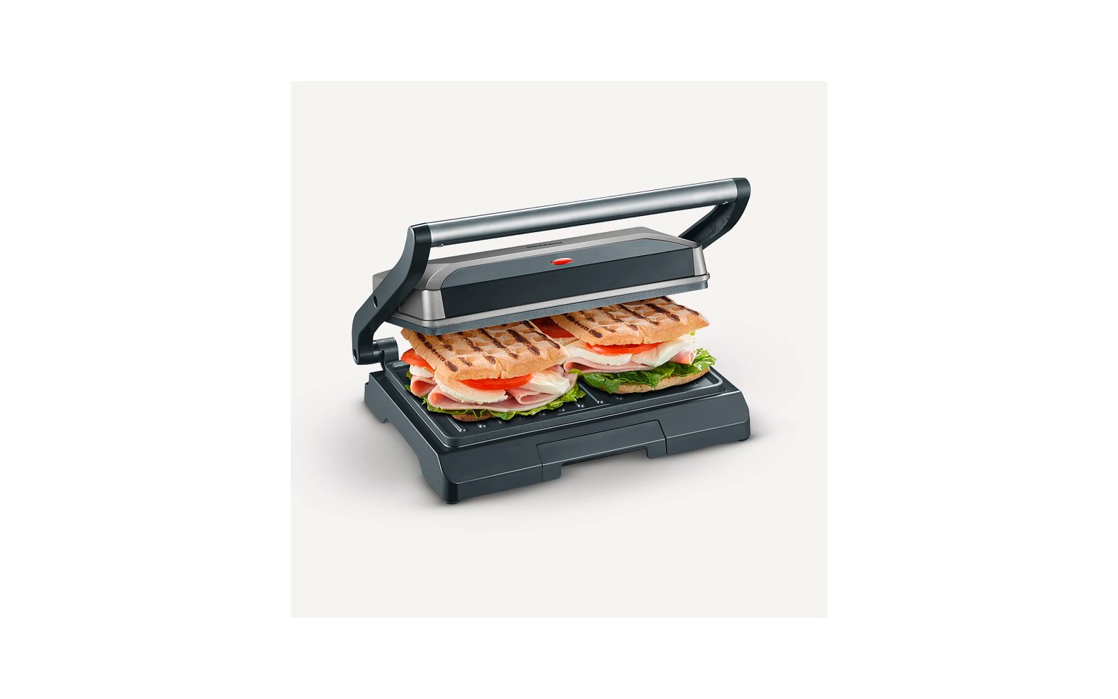 Nærbilde av kontrollpanel på Kompakt multigrill 800 W bordmodell sølv - Severin
