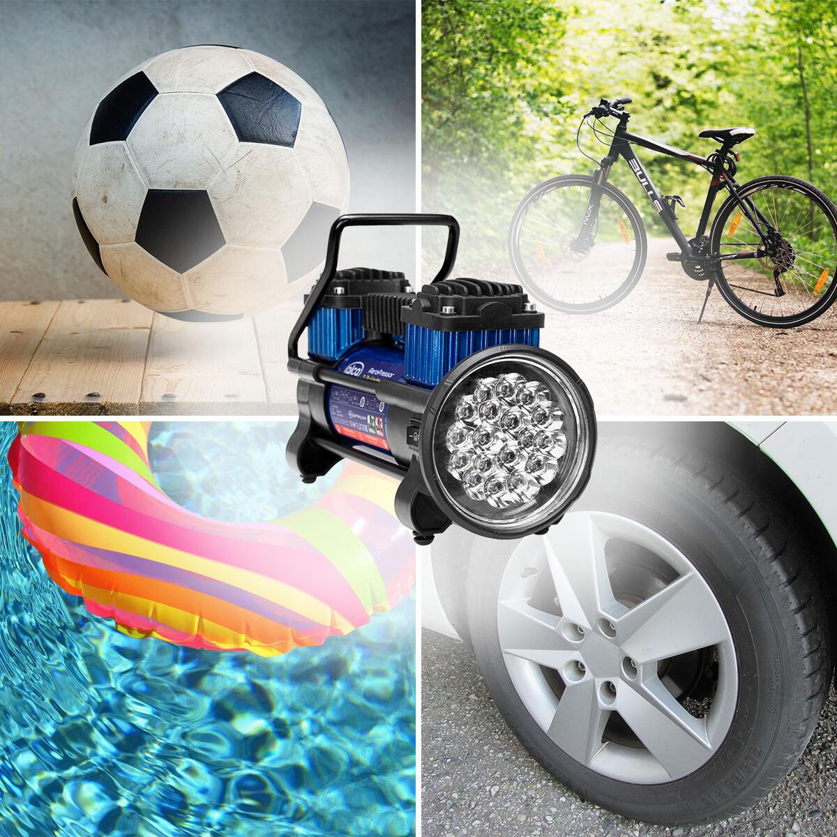 Kompressor AeroPressor 2-sylinder 12V 300W 10 bar 60 l min - Alca i bruk på camping