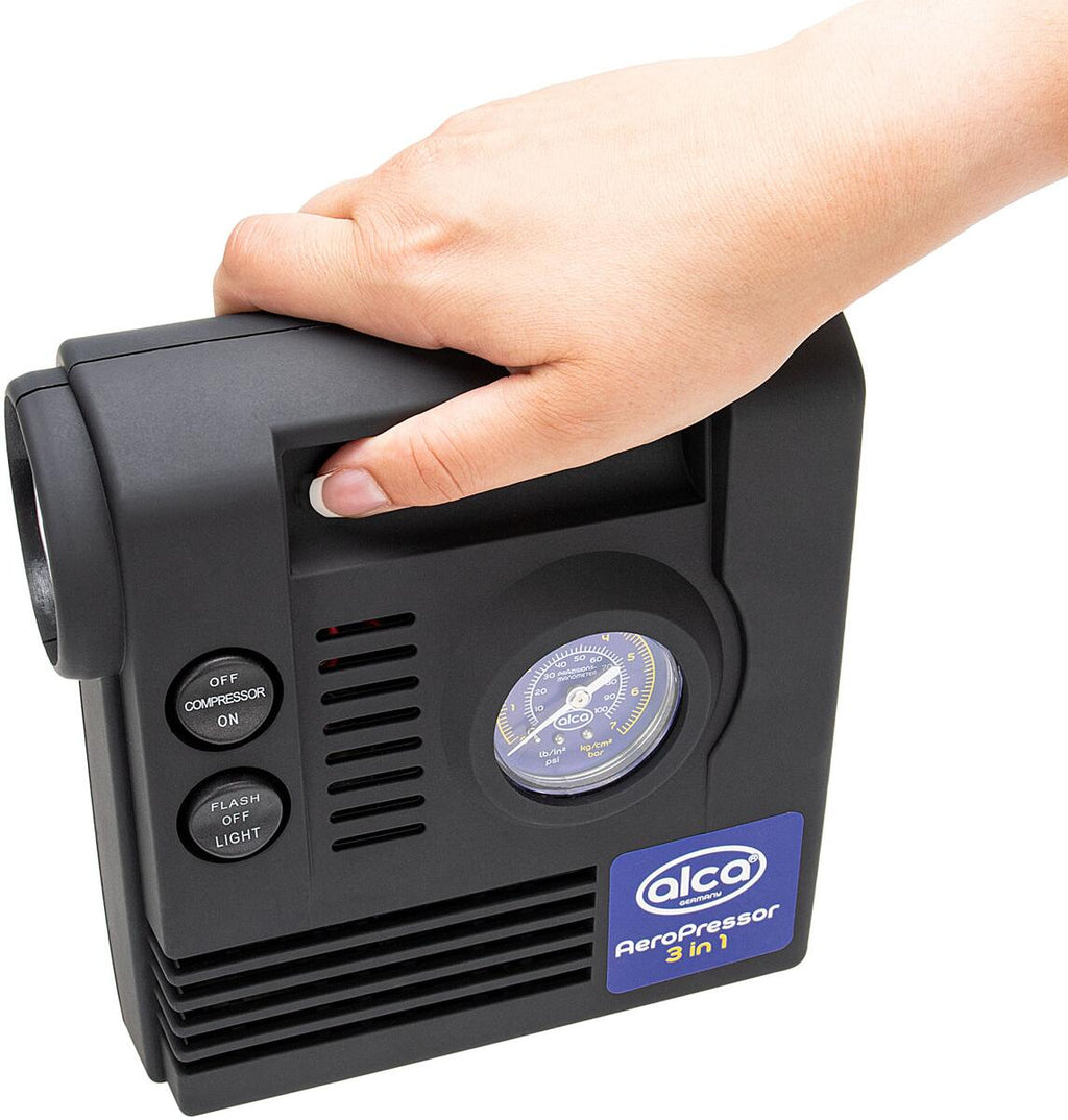 Kompressor AeroPressor 3in1 12V med LED-lys med kabel og adaptere