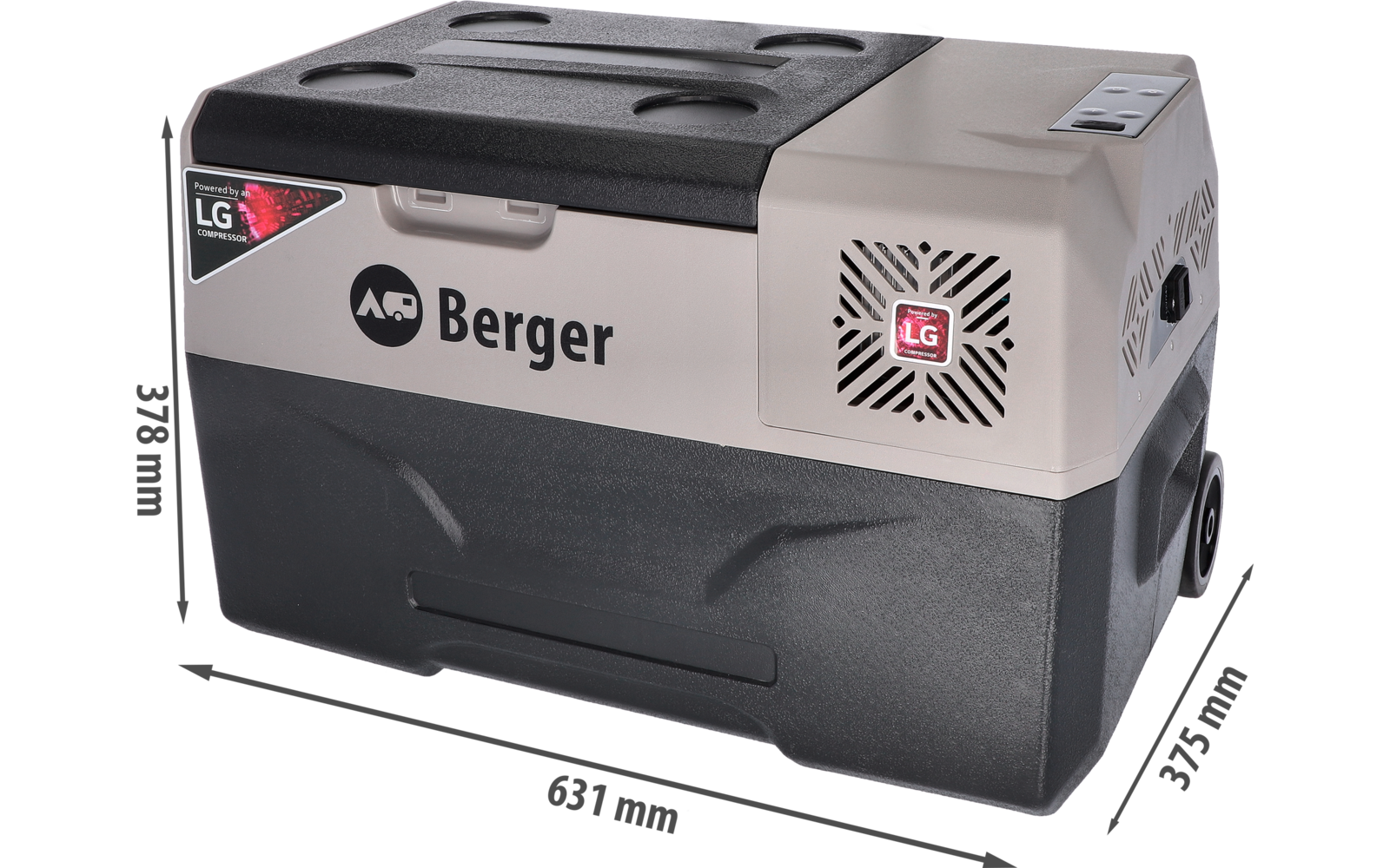Nærbilde av hjul på Kompressor kjøleboks B-serie 29 l med LG-kompressor