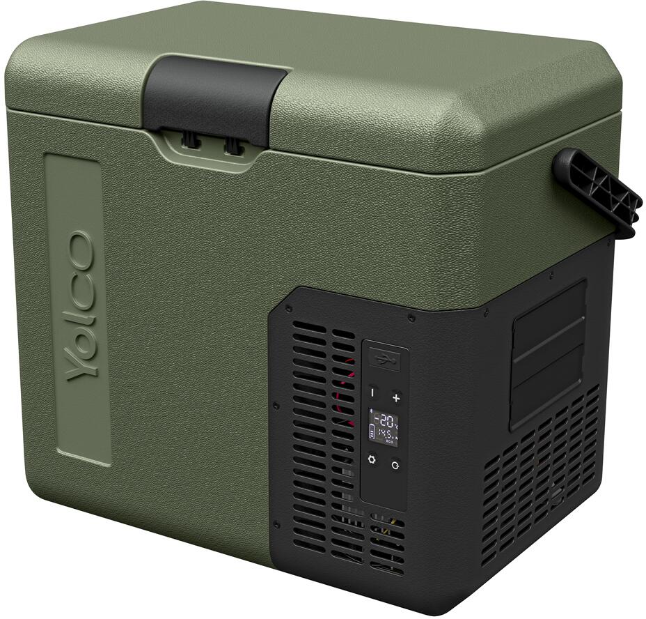 Bakside av Kompressor-kjøleboks ET 12/24/230V med Bluetooth og solpanel - Yolco