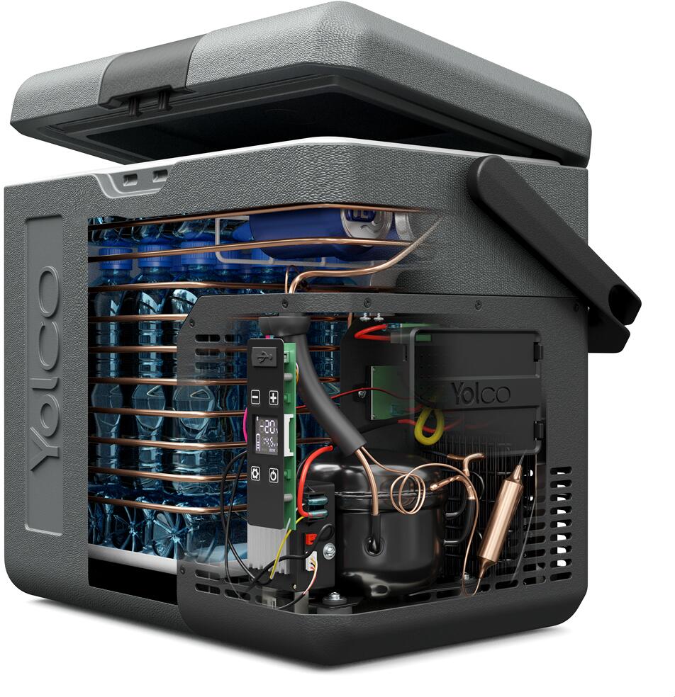 USB-port på Kompressor-kjøleboks ET 12/24/230V med Bluetooth og solpanel - Yolco