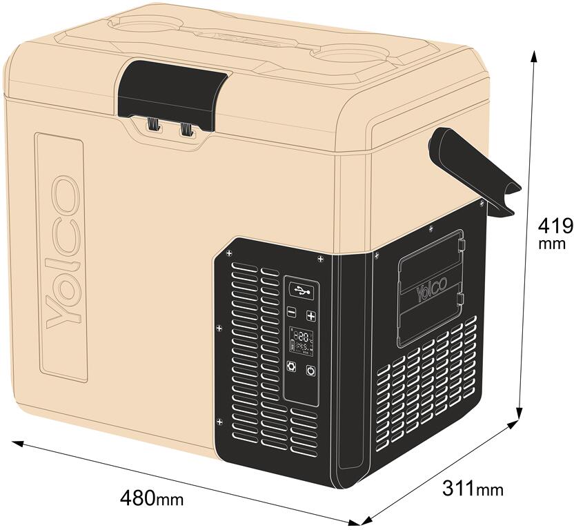 Kompressor-kjøleboks ET18 17L 12/24/230V sand energisparemodus