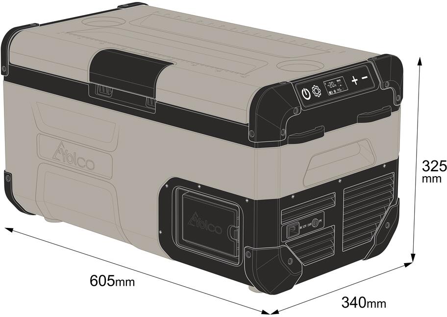 Kompressor-kjøleboks FCX18 12/24/240V 18L creme - Yolco pakket for transport