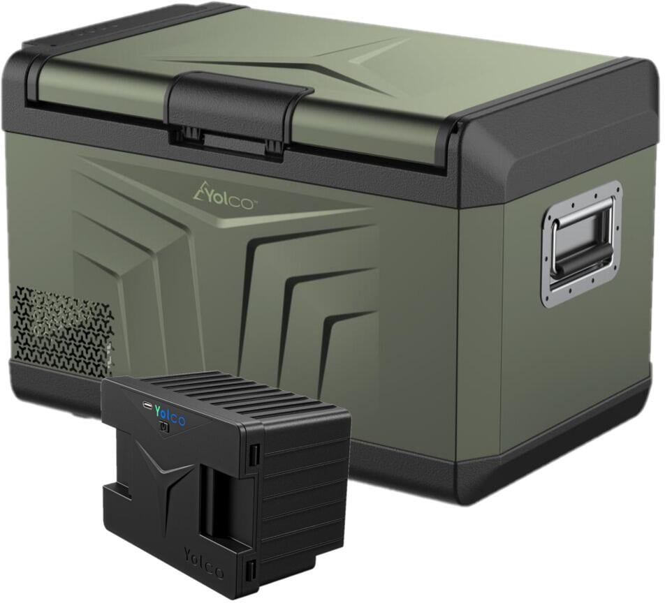 Bakside av Kompressor-kjøleboks GCX med SC4B modulært batteri sett 12/24/230V Yolco