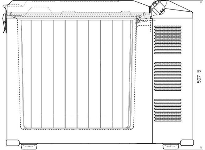 Kompressor-kjøleboks MD45F-CD-P 12V/24V 40L ENGEL sideprofil