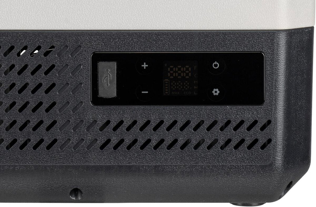 Detalj av kontrollpanel på Kompressor-kjøleboks Polarys Portafreeze 8, 12V, 8 l