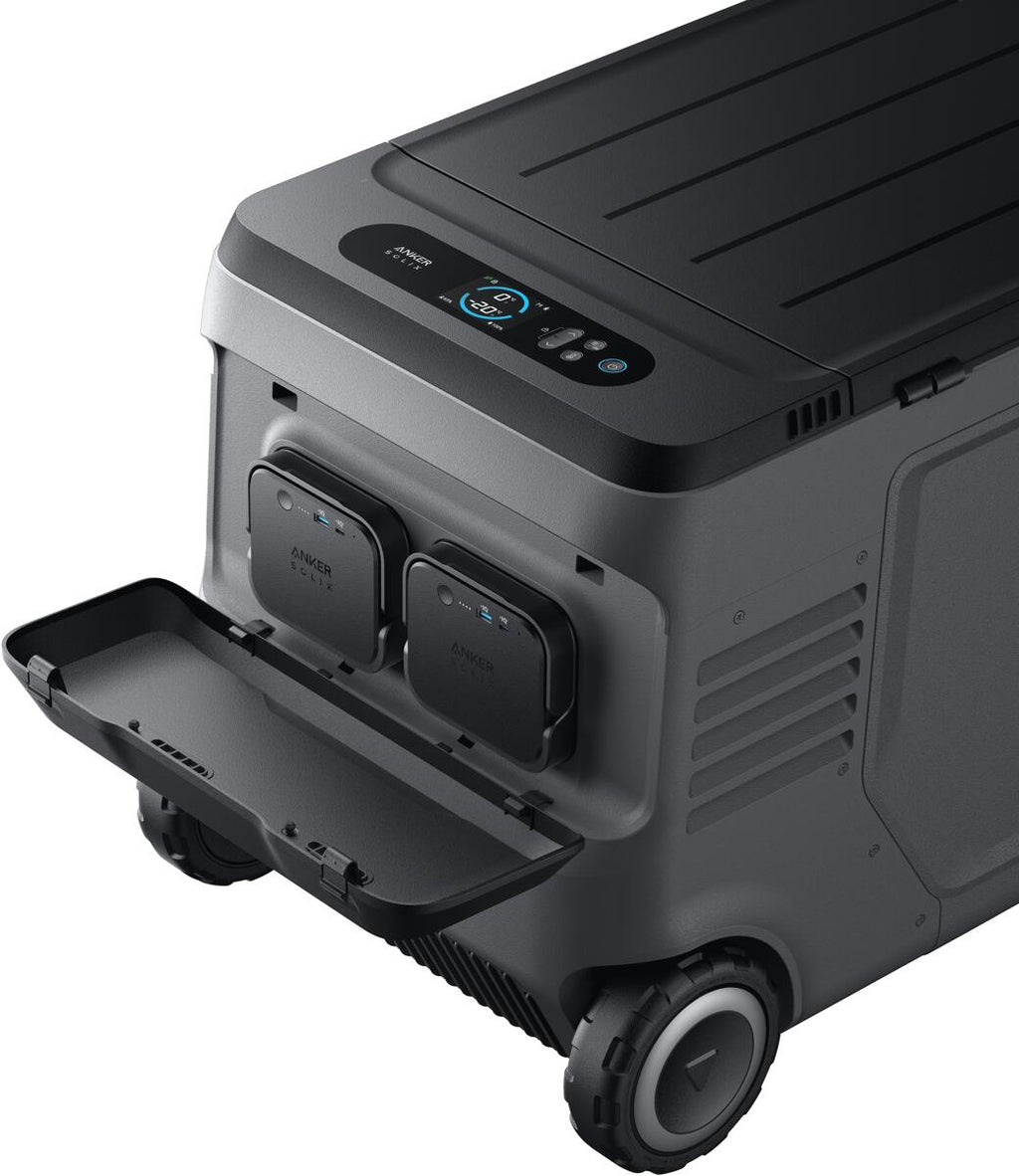 Kompressor-kjøleboks SOLIX EverFrost 2 med batteri, 12V åpnet med innhold