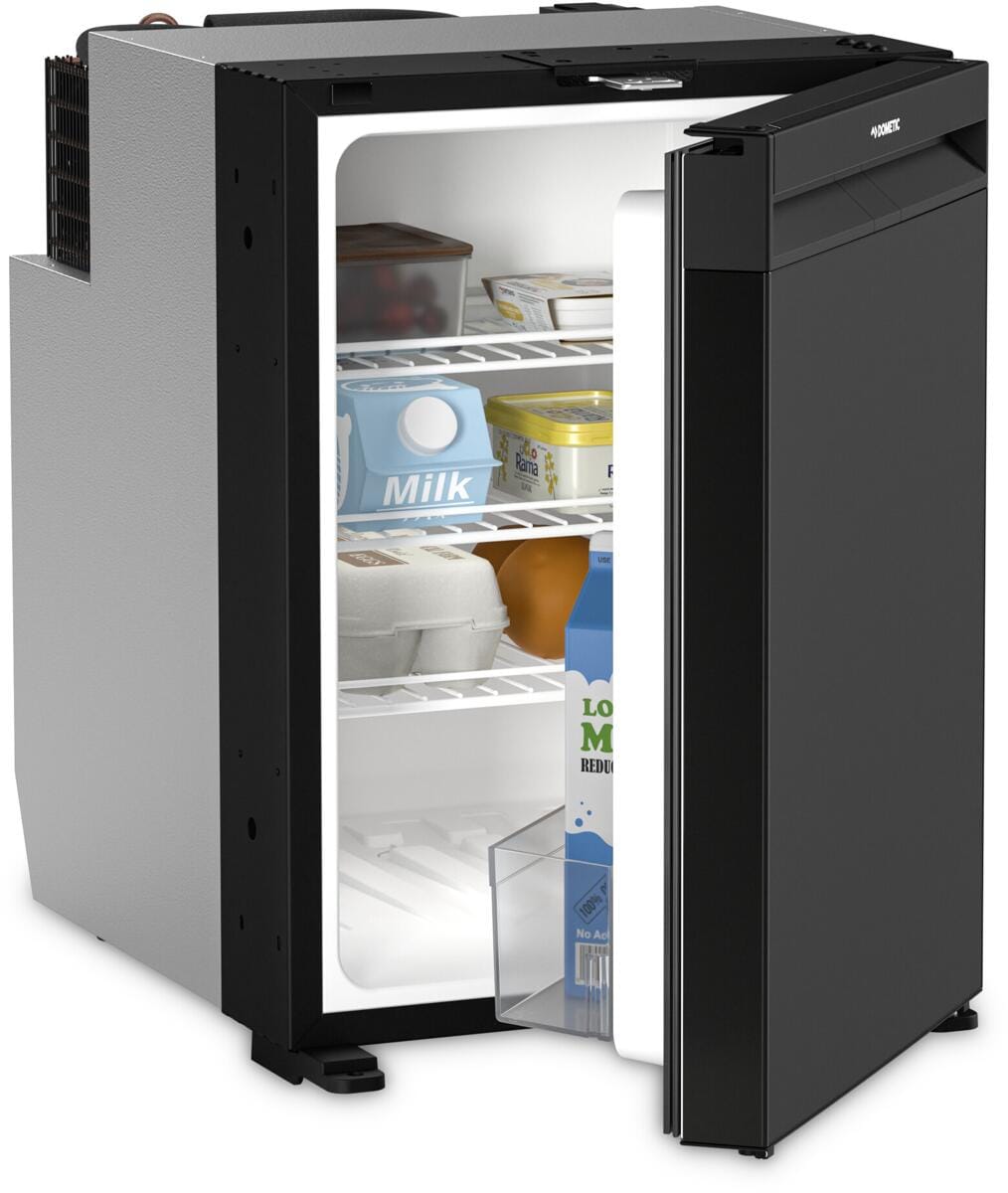 Kompressor kjøleskap NRX 50E 44L svart 12/24V bakside og tilkoblinger