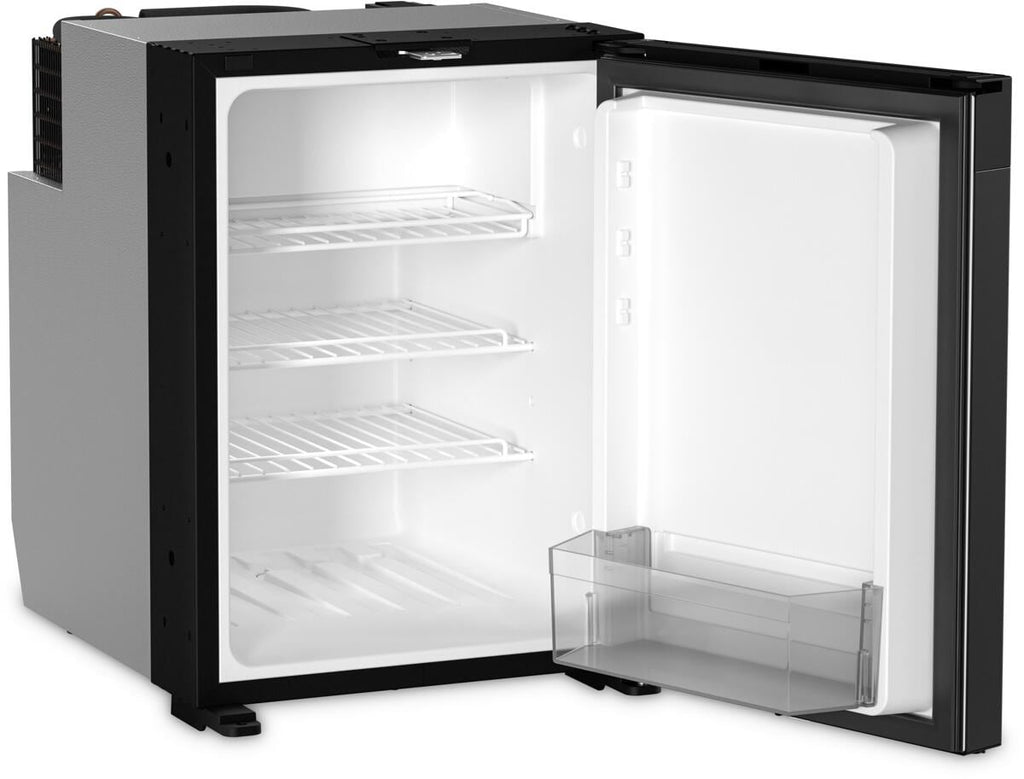Detalj av kompressor kjøleskap NRX 50E 44L svart 12/24V håndtak og dør