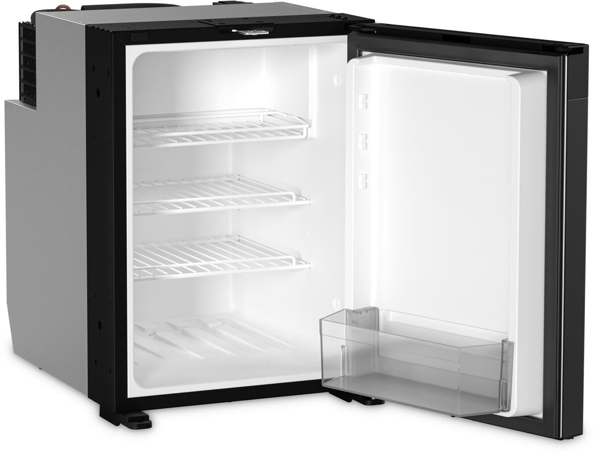Detalj av kompressor kjøleskap NRX 50E 44L svart 12/24V håndtak og dør
