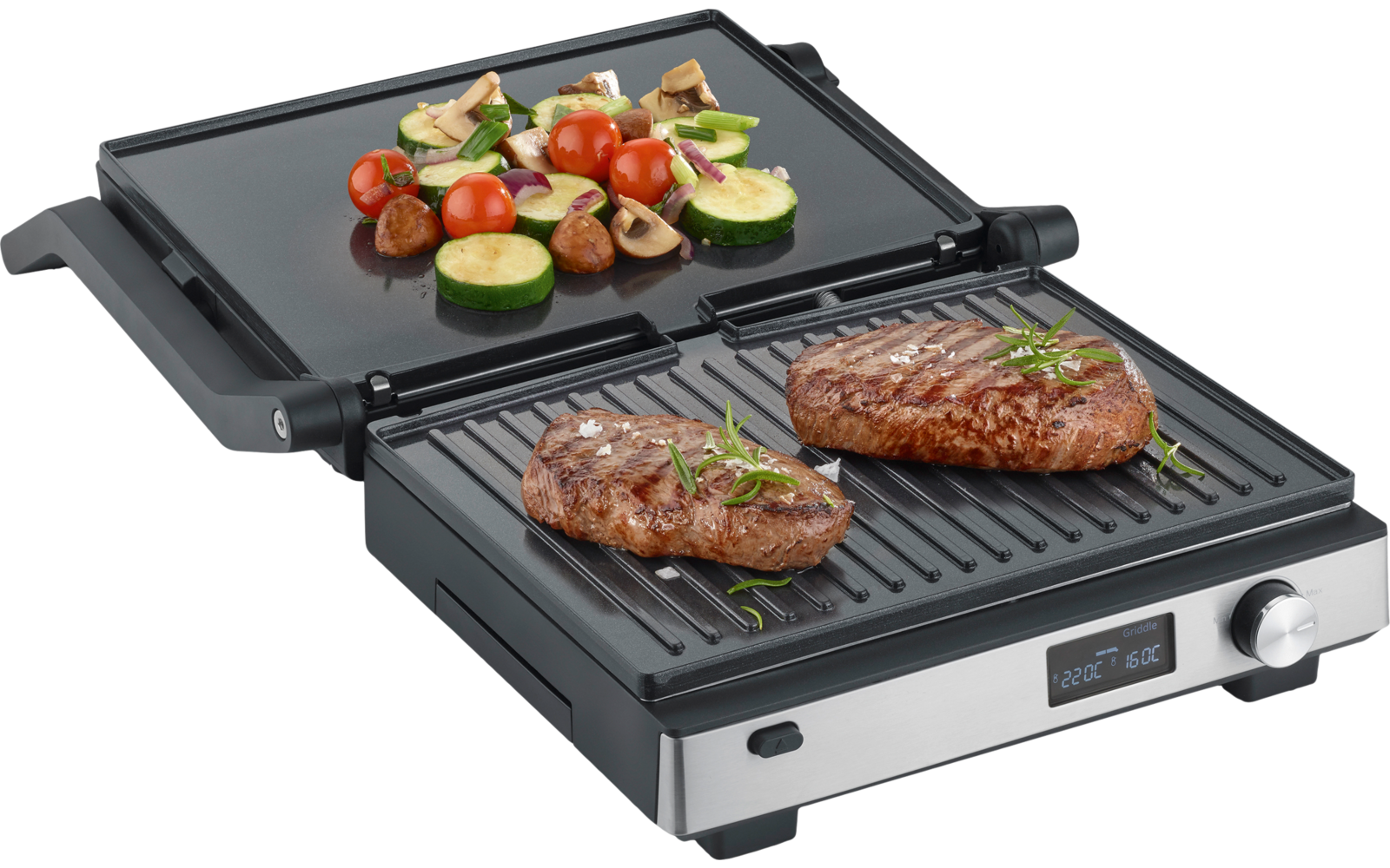 Kontaktgrill KG 2380 Seveni Flex 3-i-1 montert med sandwichplate