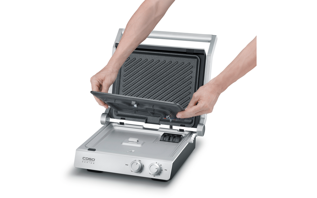 Kontaktgrill SteakChef 2000 W dobbel grillplate med glasslokk