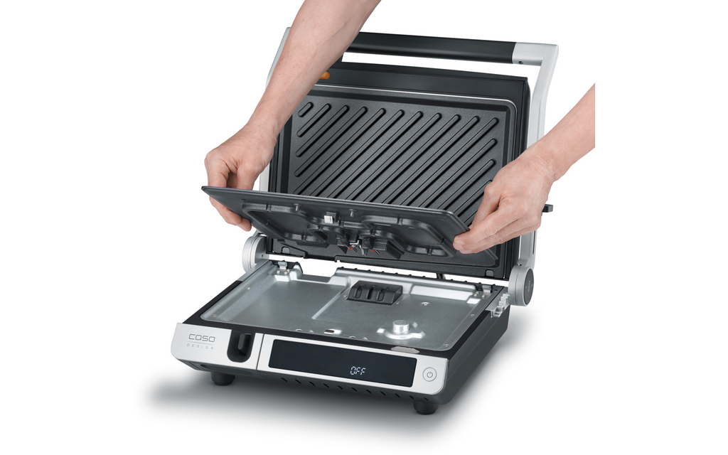 Montert Kontaktgrill SteakMaster Pro 240 °C med kjernetemperaturføler i bruk
