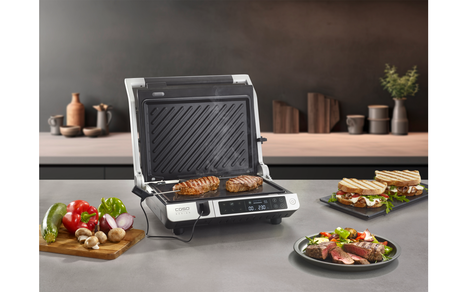 Kontaktgrill SteakMaster Pro 240 °C med kjernetemperaturføler - CASO