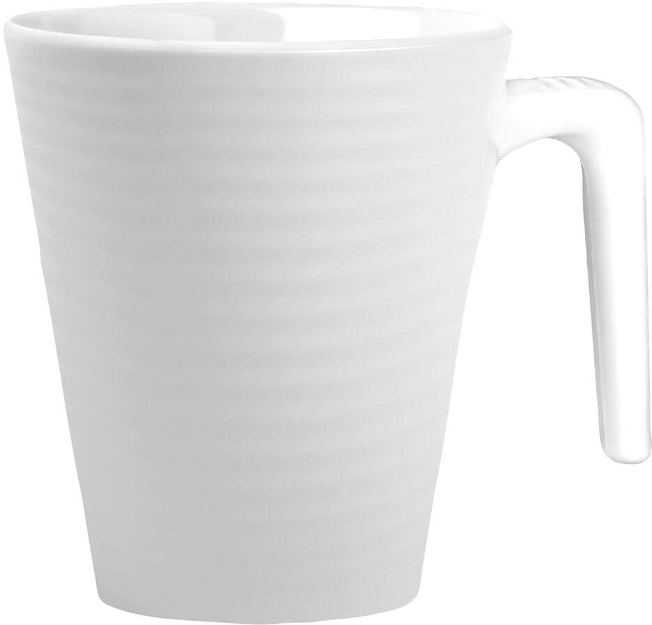 Kopp med hank Spherica melamin 300 ml hvit for campingbruk